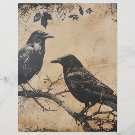 ヴィンテージハロウィーンクロウスクラップブック紙 (裏面)