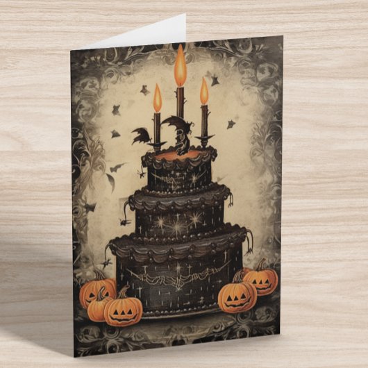 ヴィンテージハロウィーンケーキ誕生日 カード