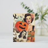 ヴィンテージハロウィーンコラージュイラストレーション ポストカード (スタンド正面)