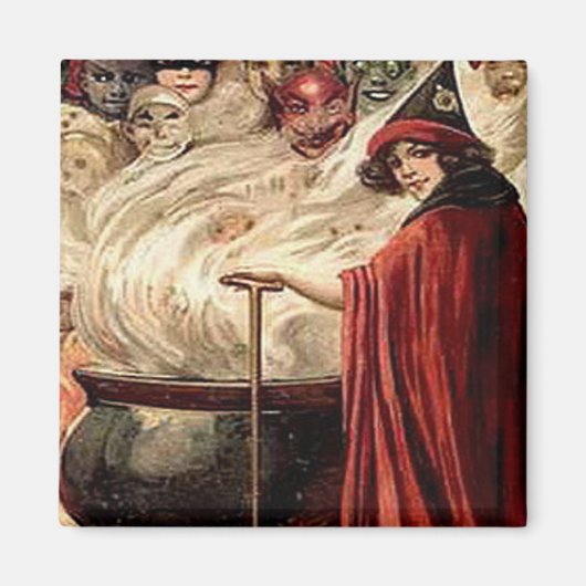 ヴィンテージハロウィーンコルドロン魔法 マグネット (正面)