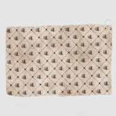 ヴィンテージハロウィーンゴシックスカルグリッドパターン ゴルフタオル (横)