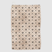 ヴィンテージハロウィーンゴシックスカルグリッドパターン ゴルフタオル (正面)