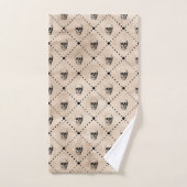 ヴィンテージハロウィーンゴシックスカルグリッドパターン バスタオルセット (ハンドタオル)