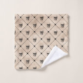 ヴィンテージハロウィーンゴシックスカルグリッドパターン バスタオルセット (ウォッシュタオル)