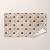 ヴィンテージハロウィーンゴシックスカルグリッドパターン バスタオルセット (ハンドタオル)