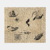 ヴィンテージハロウィーンゴシックデコペビクトリアン フリースブランケット (正面(横))