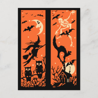 ヴィンテージハロウィーンシルエットイラストレーション ポストカード