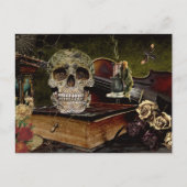 ヴィンテージハロウィーンシーンデコページスカルエフェメラ ポストカード (正面)
