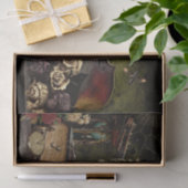 ヴィンテージハロウィーンシーンデコページスカルエフェメラ 薄葉紙 (ギフト)