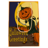 ヴィンテージハロウィーンジャックランタン抱き枕 ミディアムペーパーバッグ (裏面)