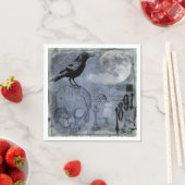 ヴィンテージハロウィーンスカルとクロウデクページ スタンダードカクテルナプキン (インサイチュ)