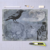 ヴィンテージハロウィーンスカルとクロウデクページ 薄葉紙 (クラフト)