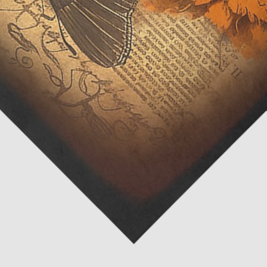 ヴィンテージハロウィーンスカルシャビー不気味デクページ 薄葉紙 (詳細)