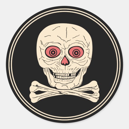 ヴィンテージハロウィーンスカル&クロスボーン ラウンドシール (正面)