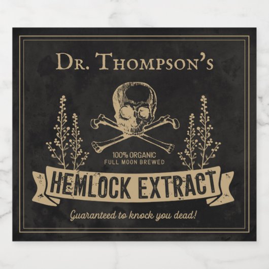 ヴィンテージハロウィーンスカル フェイク ビールラベル (シングルラベル)