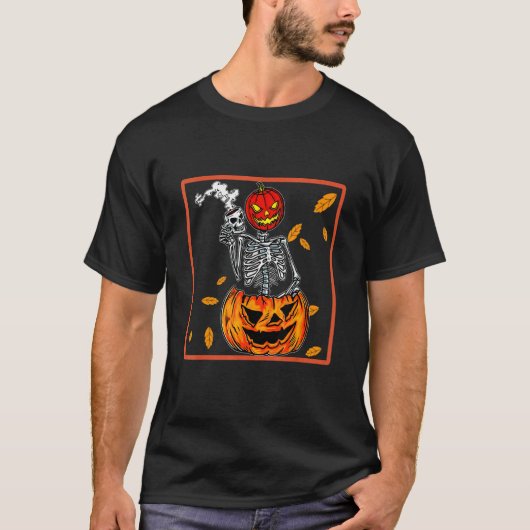 ヴィンテージハロウィーンスケルトンパンプキンスパイスラテSyr Tシャツ (正面)