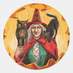 ヴィンテージハロウィーンステッカー – トリックまたは治療 ラウンドシール
