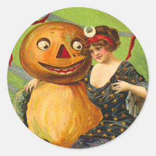 ヴィンテージハロウィーンステッカー – トリックまたは治療 ラウンドシール