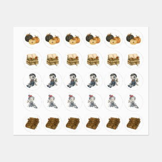 ヴィンテージハロウィーンステッカー – パンプキ不気味ン，人形 ラベル
