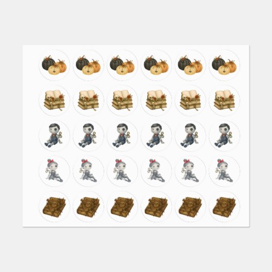 ヴィンテージハロウィーンステッカー – パンプキ不気味ン,人形 ラベル (シート)