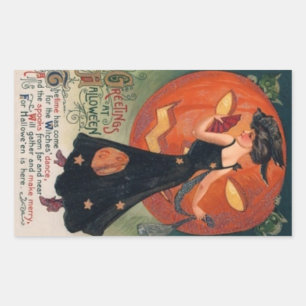 ヴィンテージハロウィーンステッカー 長方形シール