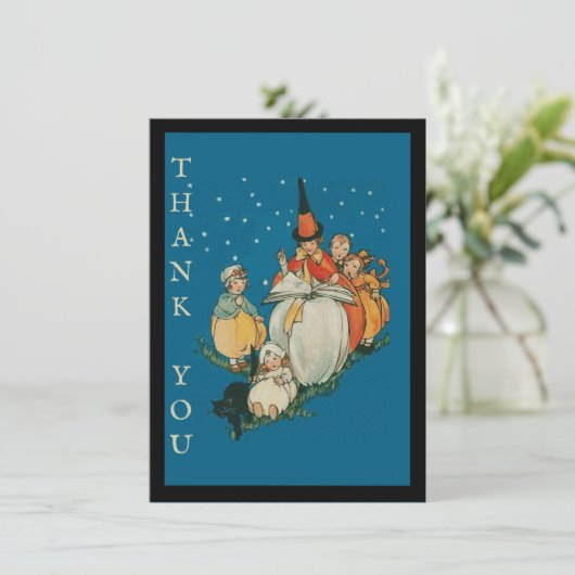 ヴィンテージハロウィーンストーリータイムリトルウィッチブラックキャット サンキューカード (スタンド正面)