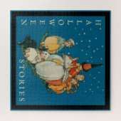 ヴィンテージハロウィーンストーリータイムリトルウィッチブラックキャット ジグソーパズル (横)