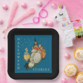 ヴィンテージハロウィーンストーリータイムリトルウィッチブラックキャット ペーパープレート (パーティー)