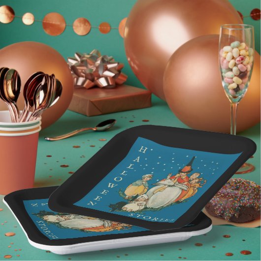 ヴィンテージハロウィーンストーリータイムリトルウィッチブラックキャット ペーパープレート (複数)