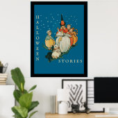 ヴィンテージハロウィーンストーリータイムリトルウィッチブラックキャット ポスター (ホームオフィス)