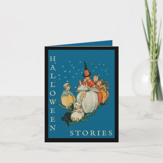 ヴィンテージハロウィーンストーリータイムリトルウィッチブラックキャット 招待状 (正面)