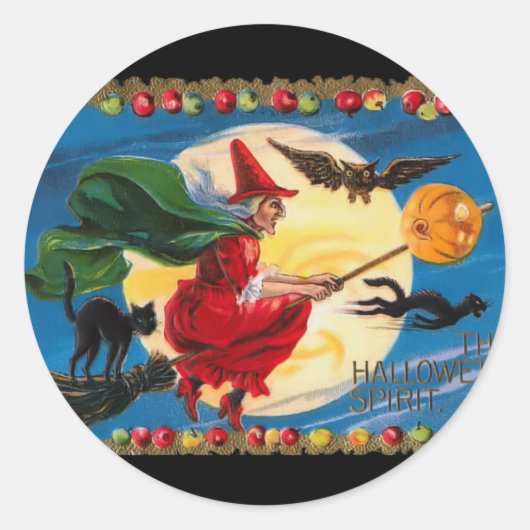 ヴィンテージハロウィーンスピリットウィッチシール ラウンドシール (正面)