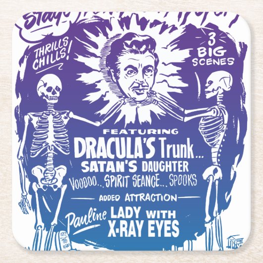 ヴィンテージハロウィーンスプック謎の神殿 スクエアペーパーコースター (正面)