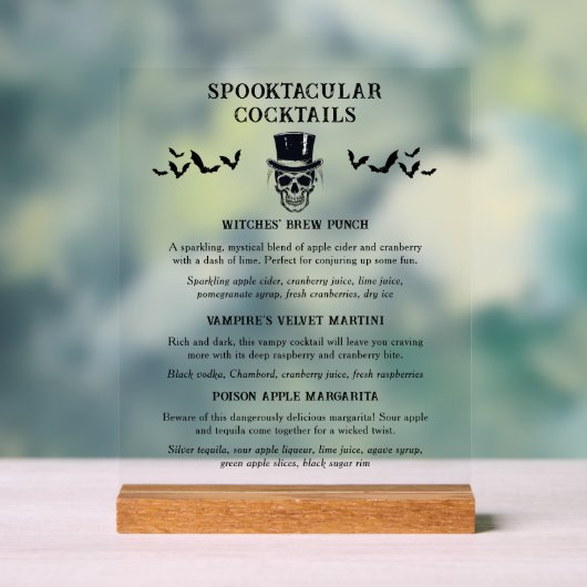 ヴィンテージハロウィーンスポオクタキュラシグネチャーカクテル アクリルサイン (ニュートラル)