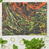 ヴィンテージハロウィーンゾンビズグラフィッティ通りアート キッチンタオル (折り畳み)