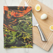 ヴィンテージハロウィーンゾンビズグラフィッティ通りアート キッチンタオル (四つ折り)