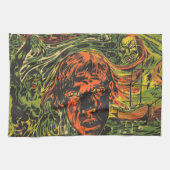 ヴィンテージハロウィーンゾンビズグラフィッティ通りアート キッチンタオル (横)