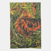 ヴィンテージハロウィーンゾンビズグラフィッティ通りアート キッチンタオル (縦)