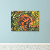 ヴィンテージハロウィーンゾンビズグラフィッティ通りアート キャンバスプリント (インサイチュ (ウッドフロア))