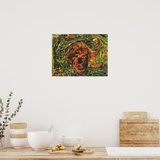 ヴィンテージハロウィーンゾンビズグラフィッティ通りアート ポスター (キッチン)