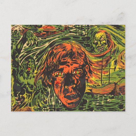 ヴィンテージハロウィーンゾンビズグラフィッティ通りアート ポストカード (正面)