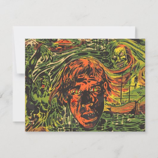 ヴィンテージハロウィーンゾンビズグラフィッティ通りアート 招待状 (正面)