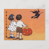 ヴィンテージハロウィーンチャイルドウィッチカボチャ シーズンポストカード (正面)