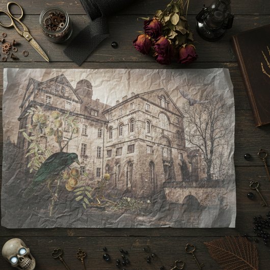 ヴィンテージハロウィーンデコペ幽霊のよく出るージハウス 薄葉紙