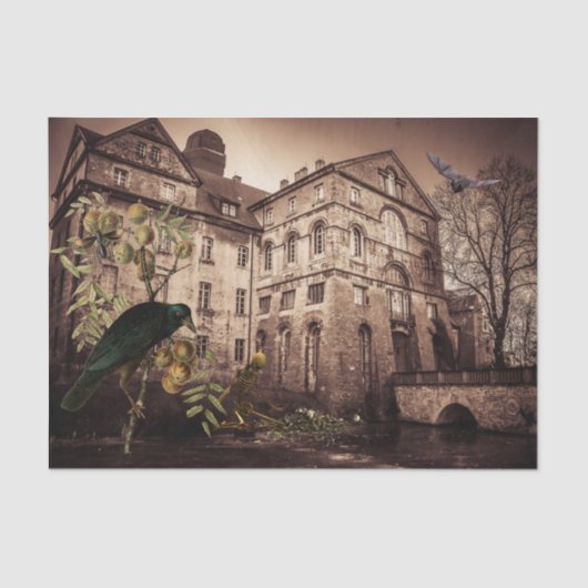 ヴィンテージハロウィーンデコペ幽霊のよく出るージハウス 薄葉紙 (正面)