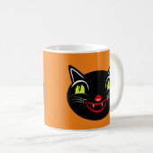 ヴィンテージハロウィーンデコレーションブラックキャットI コーヒーマグカップ (正面右)
