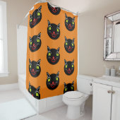 ヴィンテージハロウィーンデコレーションブラックキャットI シャワーカーテン (インサイチュ)