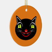 ヴィンテージハロウィーンデコレーションブラックキャットI セラミックオーナメント (右)