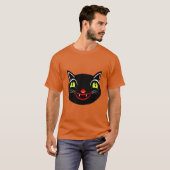 ヴィンテージハロウィーンデコレーションブラックキャットI Tシャツ (正面フル)