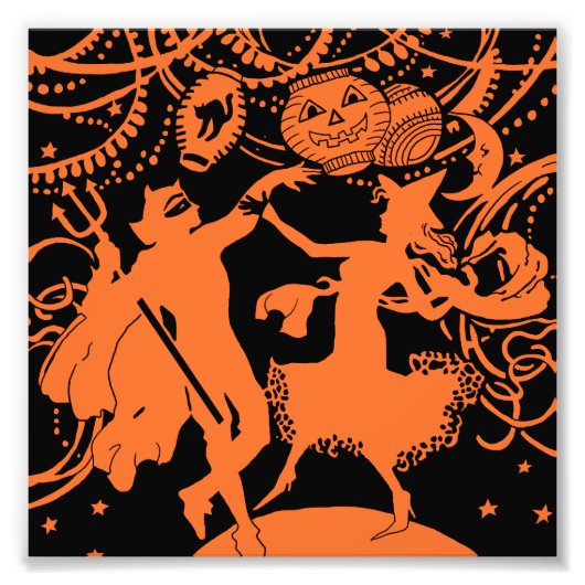 ヴィンテージハロウィーンデビルウィッチダンス フォトプリント (正面)